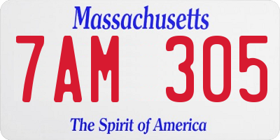 MA license plate 7AM305