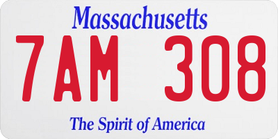 MA license plate 7AM308