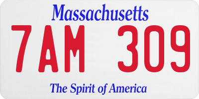 MA license plate 7AM309