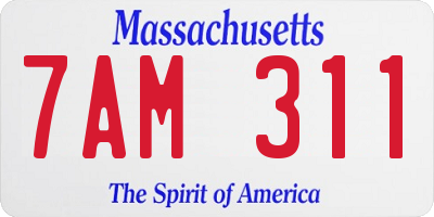 MA license plate 7AM311