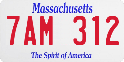 MA license plate 7AM312