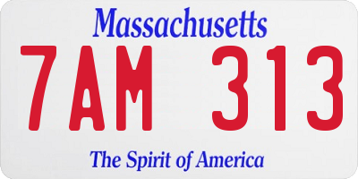 MA license plate 7AM313