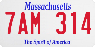 MA license plate 7AM314