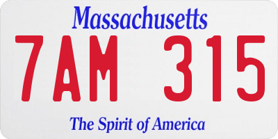 MA license plate 7AM315