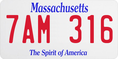MA license plate 7AM316