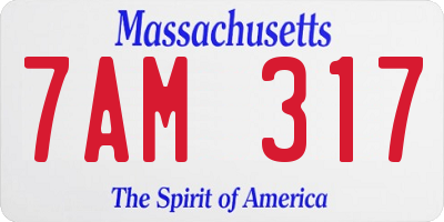 MA license plate 7AM317