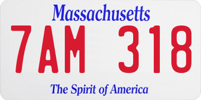 MA license plate 7AM318