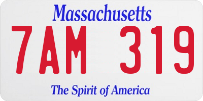 MA license plate 7AM319