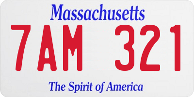 MA license plate 7AM321