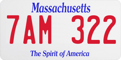 MA license plate 7AM322