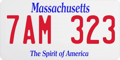 MA license plate 7AM323