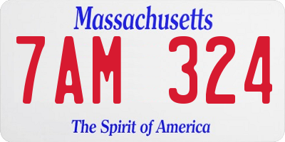 MA license plate 7AM324