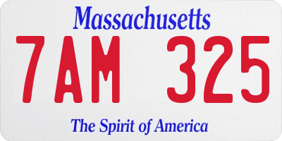 MA license plate 7AM325