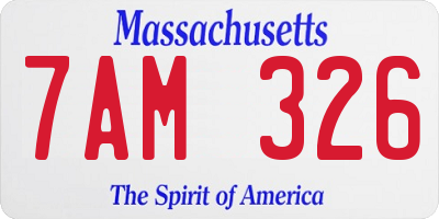 MA license plate 7AM326