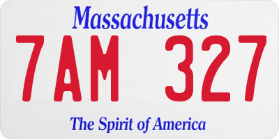 MA license plate 7AM327