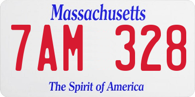 MA license plate 7AM328