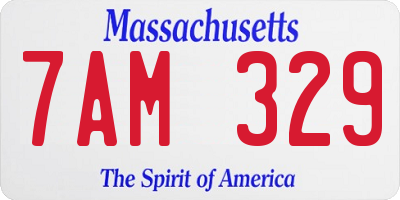MA license plate 7AM329
