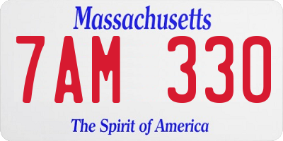 MA license plate 7AM330
