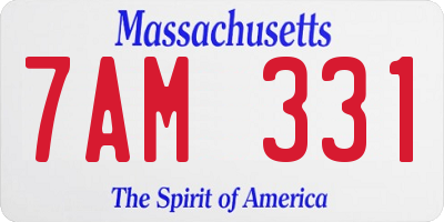 MA license plate 7AM331