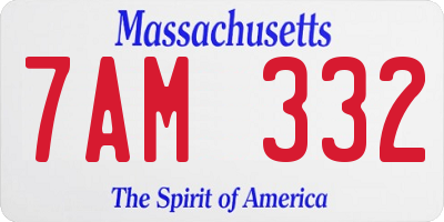 MA license plate 7AM332