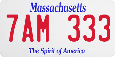 MA license plate 7AM333