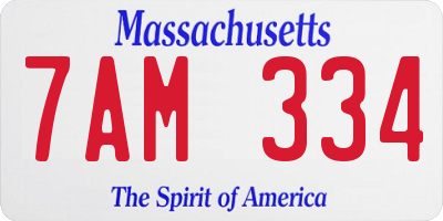MA license plate 7AM334