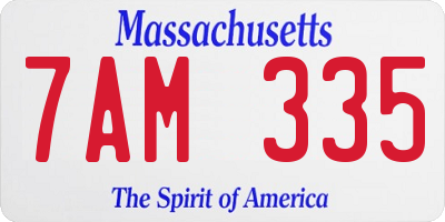 MA license plate 7AM335