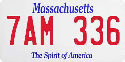 MA license plate 7AM336