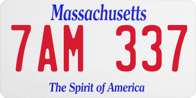 MA license plate 7AM337