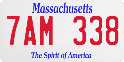MA license plate 7AM338
