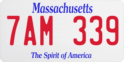 MA license plate 7AM339