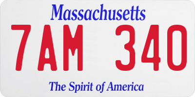 MA license plate 7AM340