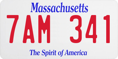 MA license plate 7AM341