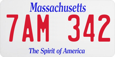 MA license plate 7AM342