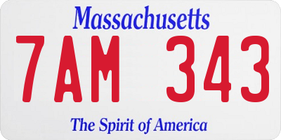 MA license plate 7AM343