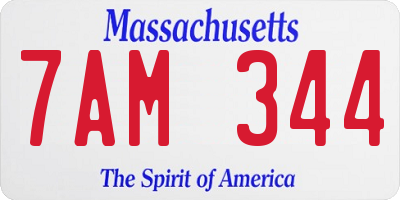 MA license plate 7AM344