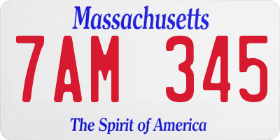 MA license plate 7AM345