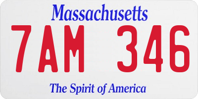 MA license plate 7AM346
