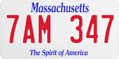 MA license plate 7AM347