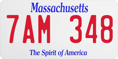 MA license plate 7AM348