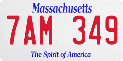 MA license plate 7AM349