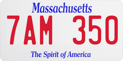 MA license plate 7AM350