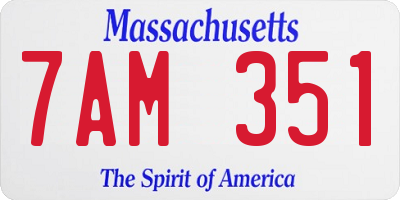 MA license plate 7AM351