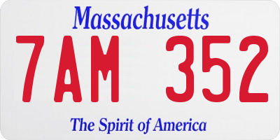 MA license plate 7AM352
