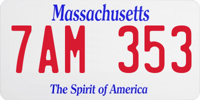 MA license plate 7AM353