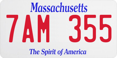 MA license plate 7AM355