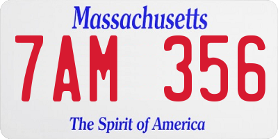 MA license plate 7AM356