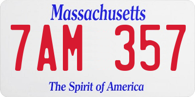 MA license plate 7AM357