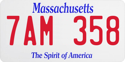 MA license plate 7AM358