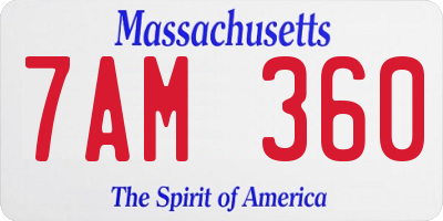 MA license plate 7AM360
